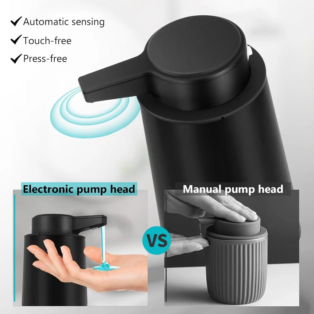 Automatic Soap Dispenser Liquid Touchless: 9oz Plastic Black 3-Level Adjustable Modern Rechargeable Electric Smart Auto Soap Dis