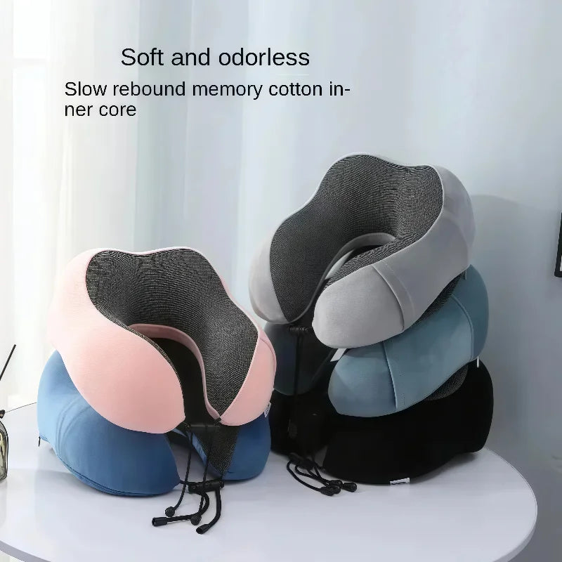 Travel Neck Pillow Memory Foam U-shaped Pillow Travel Neck Support Portable Adjustable Soft Noon Break Sleep Pillows Healthcare