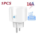 WiFi Smart Plug 16A/20A EU Smart Socket With Power Monitoring Timing Function Works with Tuya Smart Life App Voice Control