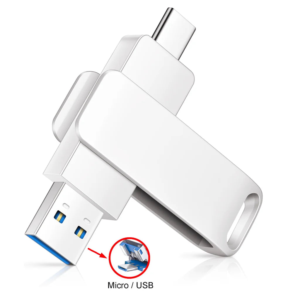 Type C USB 3.0 Flash Drvie 32GB 64GB Pendrive 128GB 256GB 512GB Memory stick 1tb 2tb u disk for smartphone pad