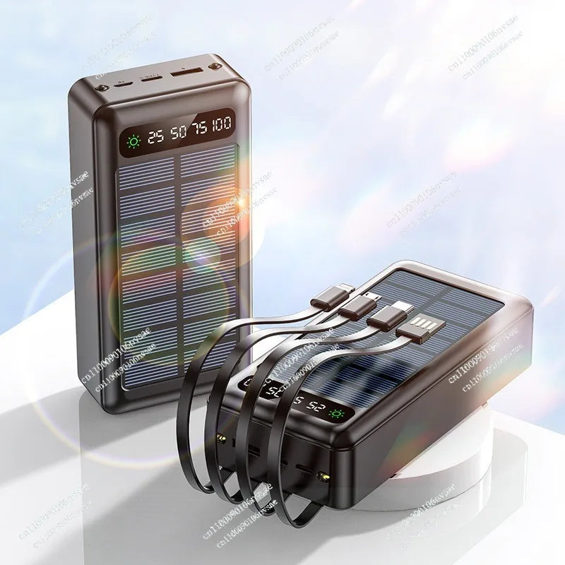 Solar power bank large capacity 5000 mAh fast charging with its own line mobile power