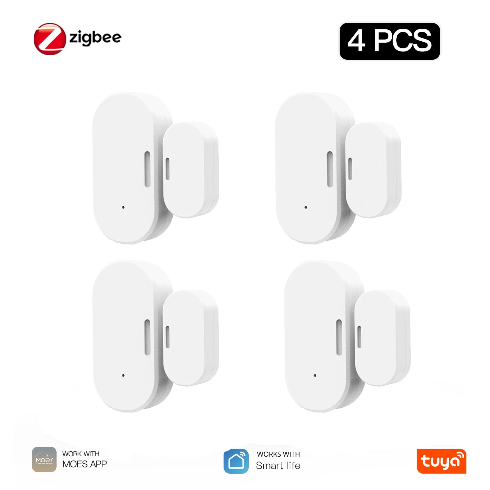 MOES Tuya ZigBee Smart Door Window Sensor with Light Detection Wireless Magnetic Contact Alarm App Open Close Alert Security
