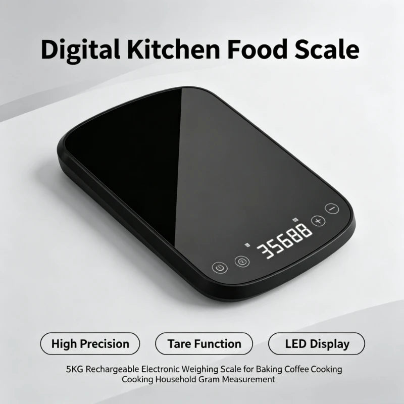 DUKA Digital Kitchen Scale Rechargeable High Precision Touch Screen Food Gram Scale for Household Baking Coffee Cooking ES2