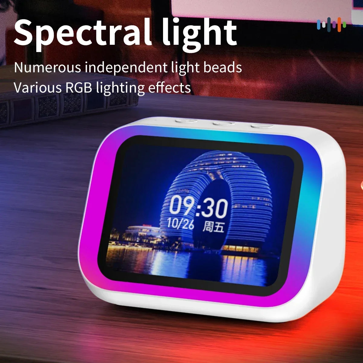 AI Smart Speaker with Bluetooth Call Voice Assistant Alarm Clock Weather Display Night Light Music Story Player For Perfect Gift