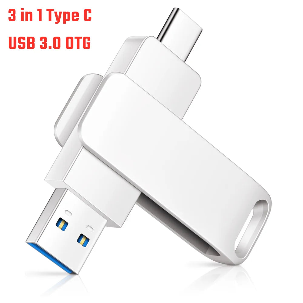 Type C USB 3.0 Flash Drvie 32GB 64GB Pendrive 128GB 256GB 512GB Memory stick 1tb 2tb u disk for smartphone pad