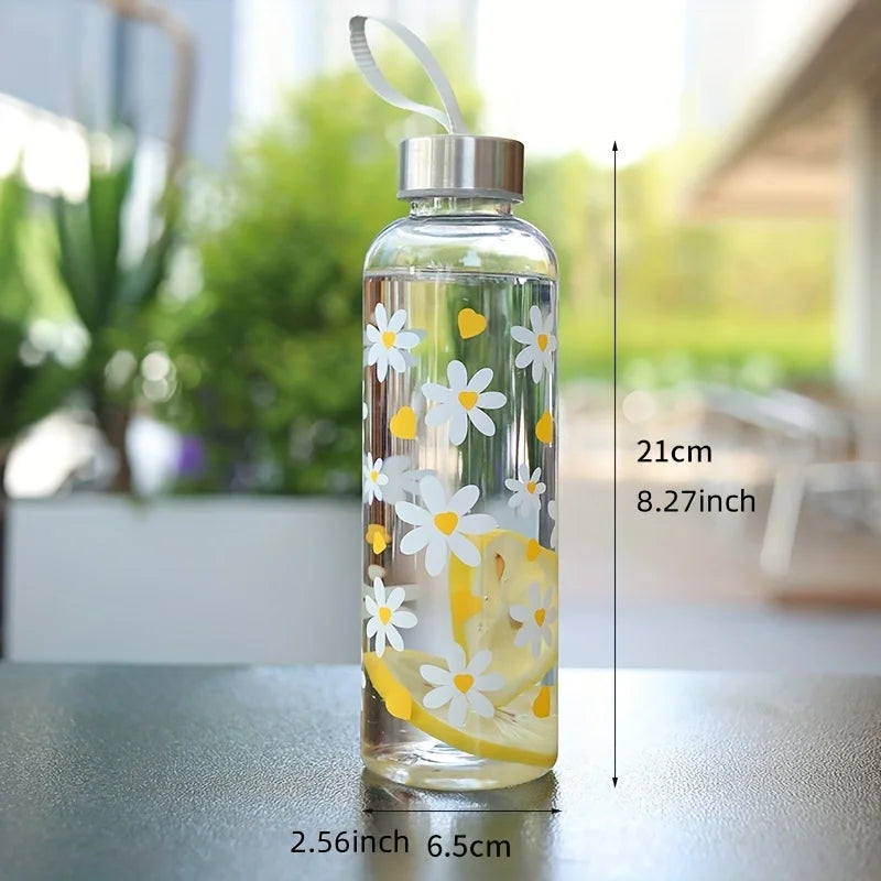18.6 oz floral print sports water bottle, portable, leak-proof, and insulated, perfect for travel and outdoor activities.
