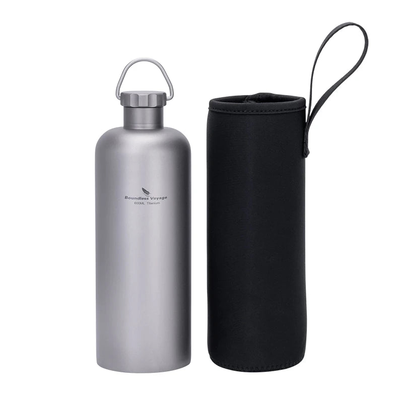 Boundless Voyage Titanium Water Bottle 600ml Drinkware for Hiking, Camping, Travel & Everyday Use Ti3009D
